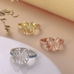 Dunne Geboortesteen Band Monogram Ring | Callie
