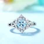 Löftesring Graverat keltiskt band Födelsesten Sterling Silver