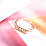 Personalized Stackable Bar Sterling Silver Rings with Engraved Name Birthday for Her