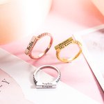 Personalized Stackable Bar Sterling Silver Rings with Engraved Name Birthday for Her