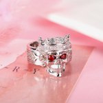 Anillo grabado de piedra de nacimiento esqueleto rey calavera