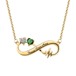 Collana Infinity con incisione del battito cardiaco e pietre di nascita