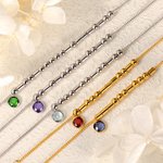 Bracelet Personnalisé avec Breloque en Code Morse et Pierre de Naissance Cadeau Anniversaire Fête des Mères pour Femme