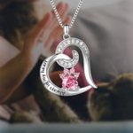 Pendentif Cœur Personnalisé avec Pierres de Naissanc en Forme de Patte Chien Cadeau Fête de Mères Anniversaire pour Femme