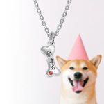 Personalisierte Sterling Silber Knochen-Halskette mit 1-8 Geburtssteinen und Namen Gravur Hunde Haustier Motiv Schmuck Geschenk für Tierliebhaber