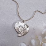 Gegraveerde hart fotoketting zilver