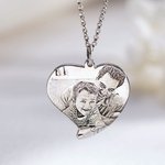 Gegraveerde hart fotoketting zilver
