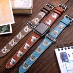 Bracelet Montre en Cuir avec Photo Visage pour Apple Watch