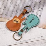 Plettro per chitarra in legno inciso personalizzato Custodia in pelle a forma di chitarra Portachiavi con testo Regalo di Natale per chitarrista music