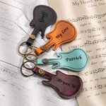 Plettro per chitarra in legno inciso personalizzato Custodia in pelle a forma di chitarra Portachiavi con testo Regalo di Natale per chitarrista music