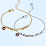 Bracelet Personnalisé avec Breloque en Code Morse et Pierre de Naissance Cadeau Anniversaire Fête des Mères pour Femme