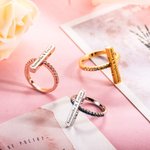 Engraved Bar Ring for Women with Accents