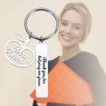Apple Keychain with Engraved Bar Charm