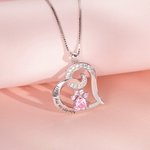 Pendentif Cœur Personnalisé avec Pierres de Naissanc en Forme de Patte Chien Cadeau Fête de Mères Anniversaire pour Femme