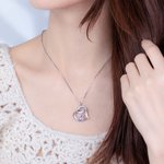 Pendentif Cœur Personnalisé avec Pierres de Naissanc en Forme de Patte Chien Cadeau Fête de Mères Anniversaire pour Femme