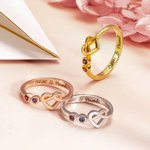 Bague de Coeur en Argent Sterling Personnalisée avec 2 - 4 Pierres de Naissance Cadeau pour Femme