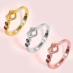 Bague de Coeur en Argent Sterling Personnalisée avec 2 - 4 Pierres de Naissance Cadeau pour Femme