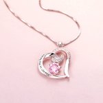 Pendentif Cœur Personnalisé avec Pierres de Naissanc en Forme de Patte Chien Cadeau Fête de Mères Anniversaire pour Femme