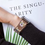 Bracelet Montre en Cuir avec Photo Visage pour Apple Watch
