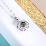 Personalized Center of Me Photo Projection Necklace with I Love You in 100 Languages