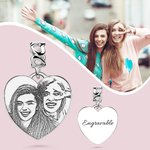 Gepersonaliseerd hart in de vorm van gegraveerde schets Sterling zilver foto Charm voor armband ketting verjaardag Moederdag cadeau voor vrouwen meisje