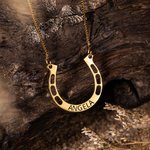 Collier Fer à Cheval Personnalisé avec Nom Gravé Cadeau pour Ami