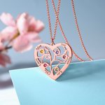 Collier Arbre de Vie à Graver Personnaliser avec Prénom Pierre de Naissance Pendentif Cœur Cadeau Anniversaire Fête des Mères