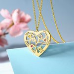 Collier Arbre de Vie à Graver Personnaliser avec Prénom Pierre de Naissance Pendentif Cœur Cadeau Anniversaire Fête des Mères