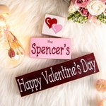 Ornements Triple Pavés Droits en Bois Décor Personnalisé avec Nom ou Texte Motif de Cœur Cadeau de Saint-Valentin pour Couple