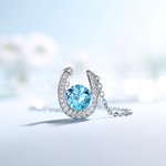 Collier en Argent Sterling Personnalisé Pendentif de Pierre de Naissance en ZC Cadeau de Noël et d'Anniversaire pour Femmes Filles et Mères