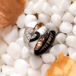 Paire de Bagues Personnalisées avec Initiales des Noms Bagues Demi-Cœur Message Gravé I Love You Cadeau Saint-Valentin pour Couple