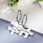Collier Couple Personnalisé avec Texte Pendentif en Pièces de Puzzle Cadeau Anniversaire Saint-Valentin pour Homme Femme