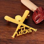 Baseball Bat Brooch with Number & Name