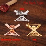 Baseball Bat Brooch with Number & Name