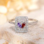 Anello con scintillio quadrato con doppie pietre di nascita