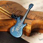Collier Pendentif Gravé Personnalisé Forme Guitare Cadeau pour Guitariste