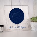 The Night Sky Constellation Map Chart Wood Print with Custom Date & Names