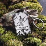 Gegraveerde dubbele namen & datum sleutelhanger in staal
