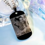 Gepersonaliseerde dubbelzijdige foto dog tag ketting Titanium staal sieraden Memorial verjaardag Vaderdag cadeau voor mannen
