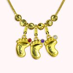 Collana 3D per madri Piedi di bambino Nome e pietra di nascita - Callie