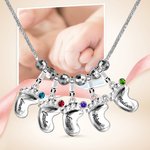 Collana 3D per madri Piedi di bambino Nome e pietra di nascita - Callie