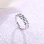 Personalized Twisted Sterling Silver Ring with Engraved Double Name and Text Valentine's Day Anniversary Gift for Couple