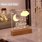 Luz de noche con nombre de luna y estrellas para niños