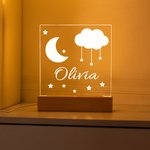 Luz de noche con nombre de luna y estrellas para niños