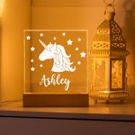 Personalisierte Fantasy Einhorn Nachtlicht für Kinder eingraviert Name