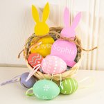 Ornement en Forme de Lapin avec Nœud Papillon Décoration Table Personnalisée avec Nom Cadeau de Pâques pour Famille