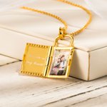 Collier de Pendentif Personnonalisé avec Photo et Gravure Médaillon de Cadenas en Argent pour Femme Famille