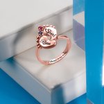 Bague avec 1-4 Pieds Personnalisée de Noms Gravés Cadeau Anniversaire Fête pour Maman Grand-Mère