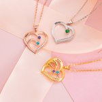 Name and Birthstone Family Heart Necklace