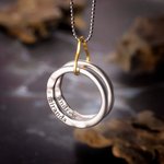 Collier Anneaux Gravés Personnalisés Cadeau Anniversaire St-Valentin pour Femme